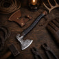 Viking Axe with Leather Sheath – Hand Forged Norse Engraving Hatchet