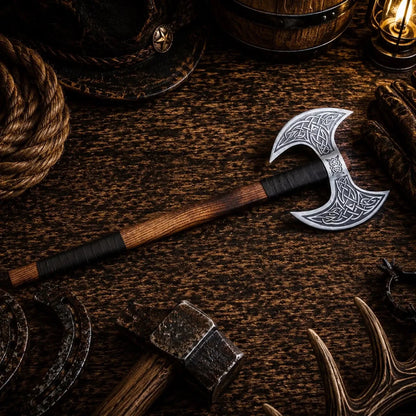 Viking Style Double-Headed Battle Axe – Hand Forged Carbon Steel