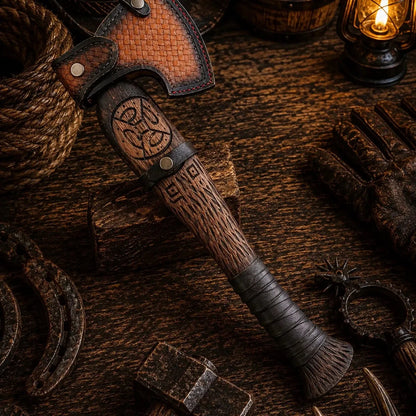 Vindflaug Viking Axe – Hand Forged 1095 Carbon Steel & Leather Grip