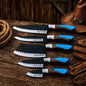 Western Chef Knife Set – D2 Steel Turquoise & Wood Handles